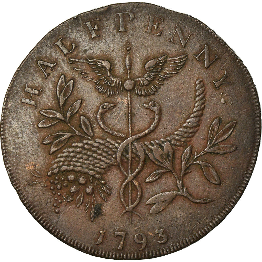 Coin, Great Britain, Isaac Newton, Halfpenny Token, 1793, VF(30-35), Copper