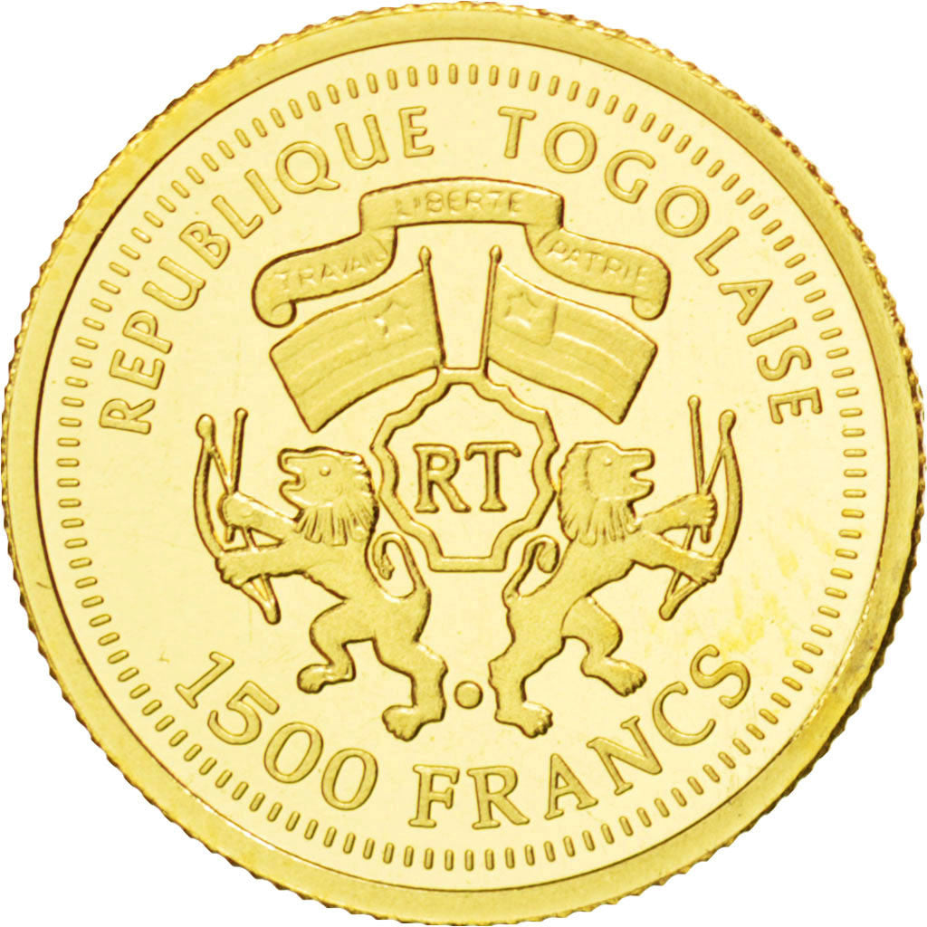 Coin, Togo, 1500 Francs CFA, 2005, MS(65-70), Gold, KM:New