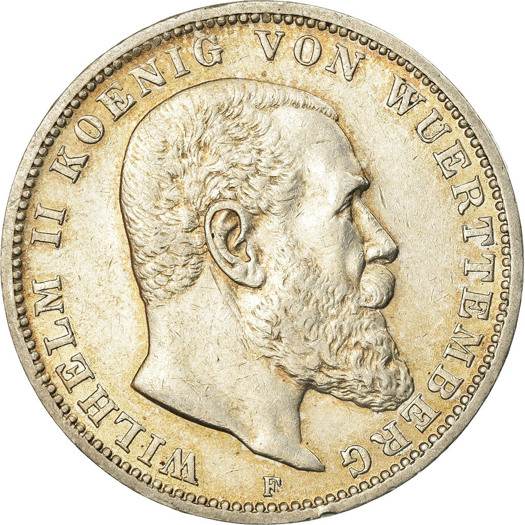 Munten, Duitse staten, WURTTEMBERG, Wilhelm II, 3 Mark, 1912, Freudenstadt, ZF+