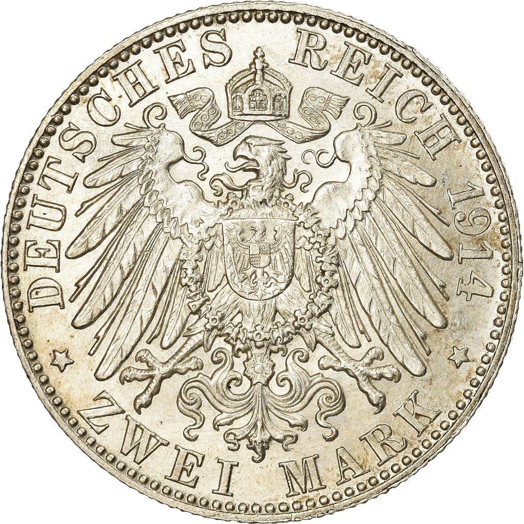 Coin, German States, BAVARIA, Ludwig III, 2 Mark, 1914, Munich, AU(50-53)
