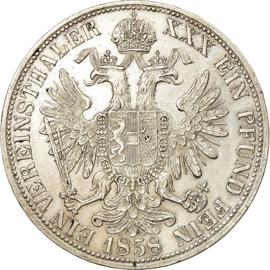 Moneda, Austria, Franz Joseph I, Thaler, 1858, Vienne, MBC+, Plata, KM:2244