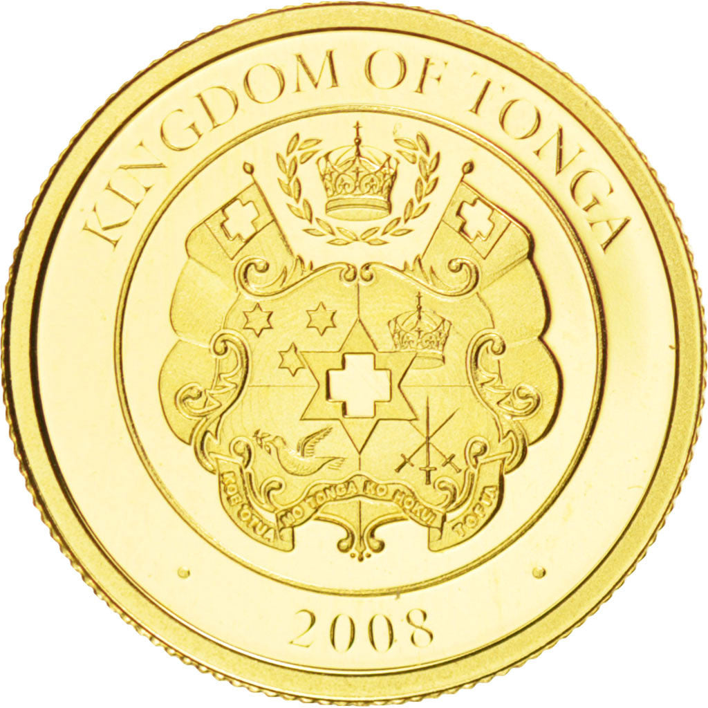 TONGA, 10 Pa'anga, 2008, KM #220, MS(65-70), Gold, 13.92, 1.25