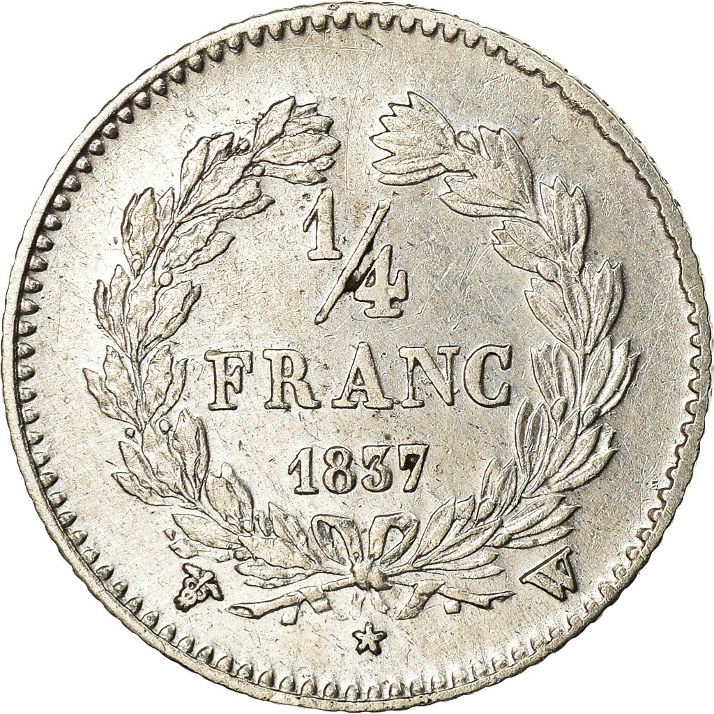 Moneta, Francja, Louis-Philippe, 1/4 Franc, 1837, Lille, EF(40-45), Srebro