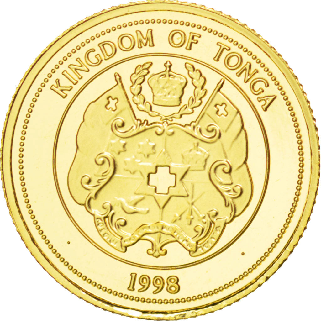 TONGA, 10 Pa'anga, 1998, KM #172, MS(65-70), Gold, 13.92, 1.22