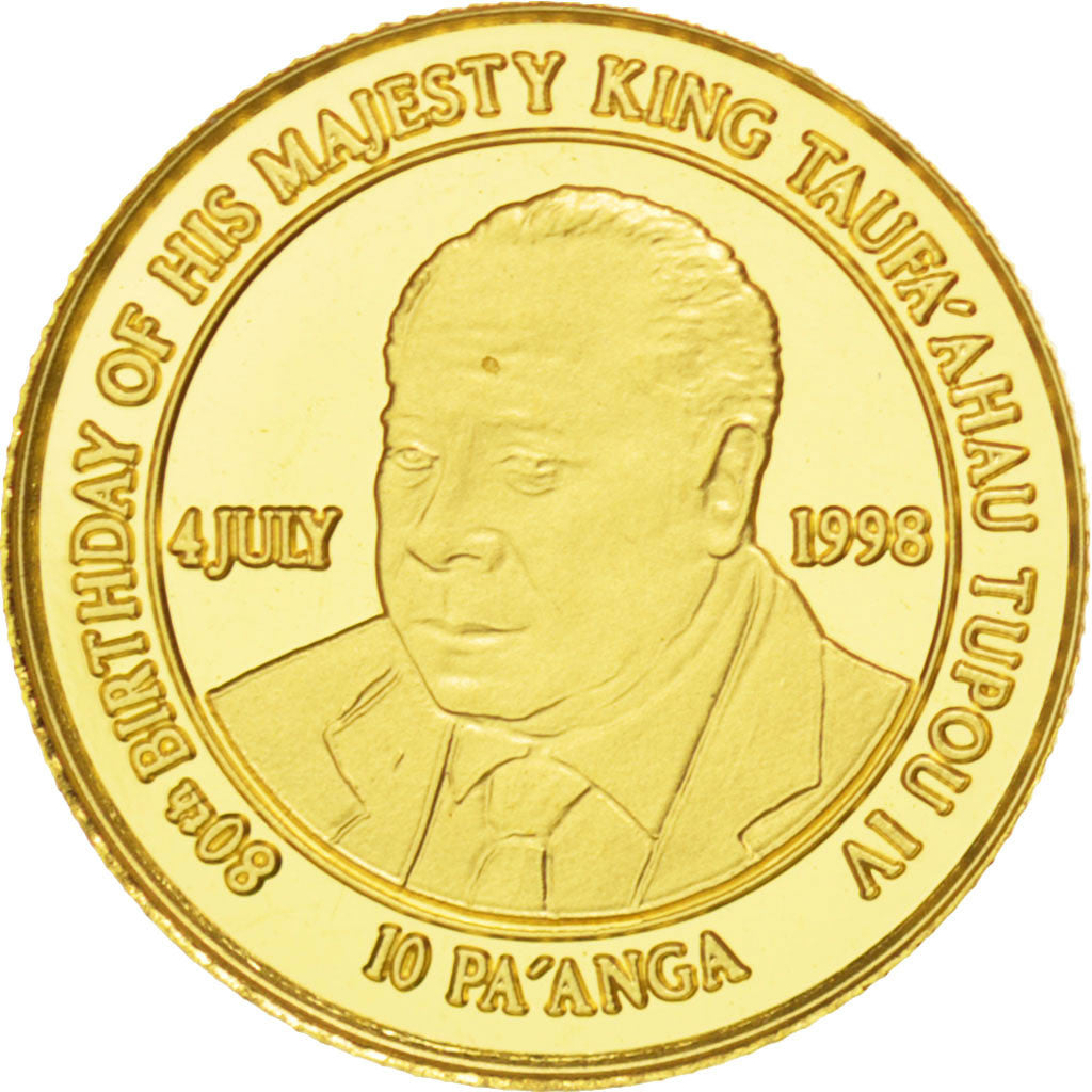 TONGA, 10 Pa'anga, 1998, KM #172, MS(65-70), Gold, 13.92, 1.22