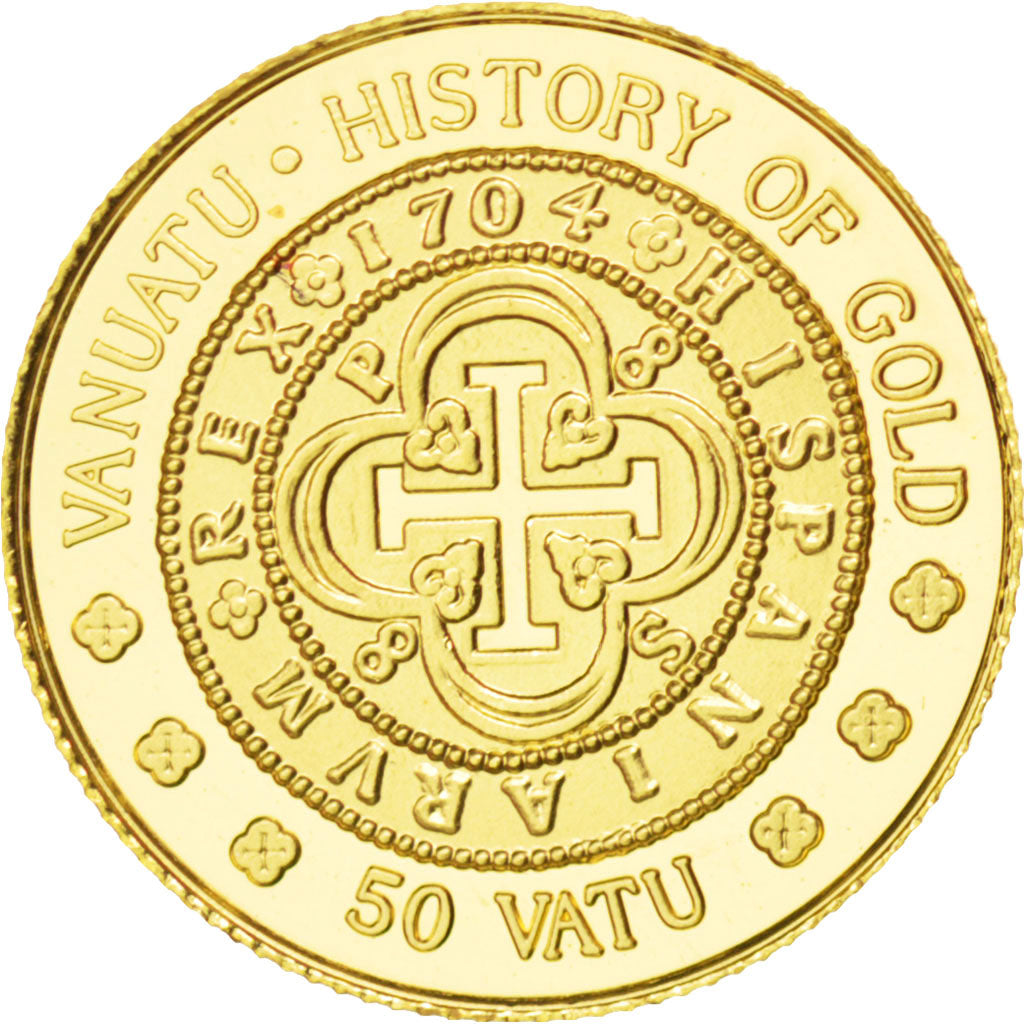 VANUATU, 50 Vatu, 1998, KM #31, MS(65-70), Gold, 1.23
