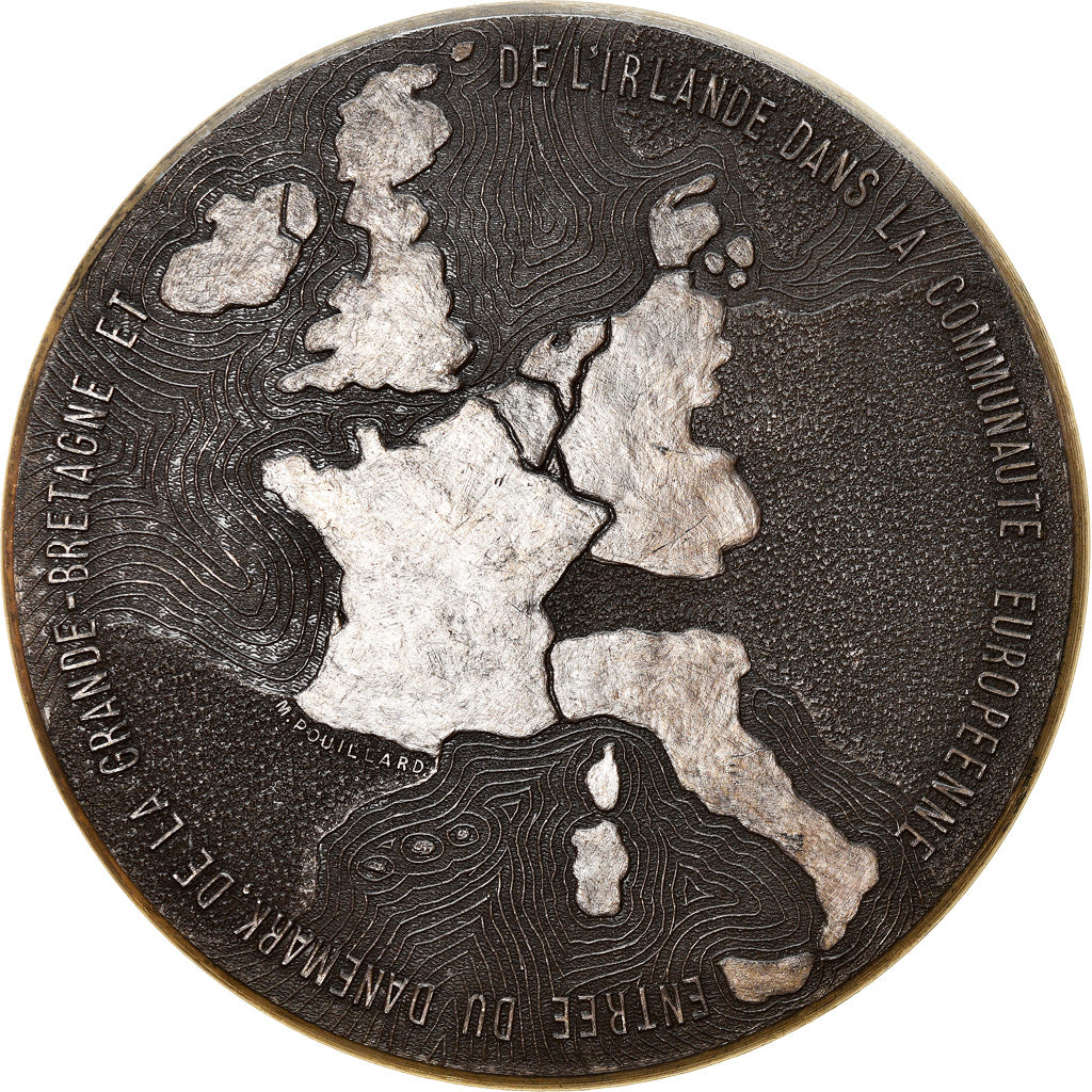 Francia, medalla, L'Europe des Neufs, Politics, 1973, Pouillard, EBC, Copper