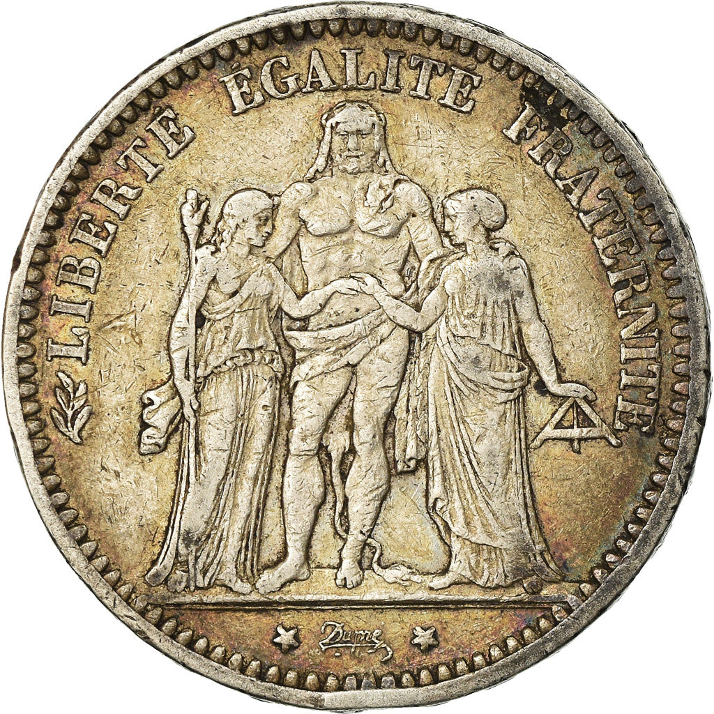 Moneda, Francia, Hercule, 5 Francs, 1871, Paris, Camélinat, MBC, Plata, KM:823