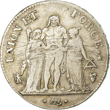 Coin, France, Union et Force, 5 Francs, AN 8, Perpignan, VF(30-35), Silver