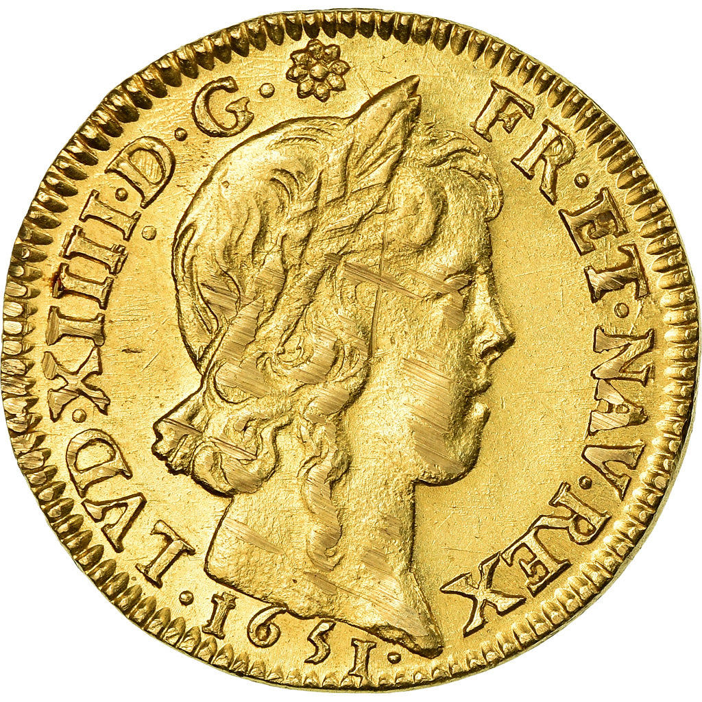 Moneta, Francja, Louis XIV, Louis d'or à la mèche longue, Louis d'Or, 1651