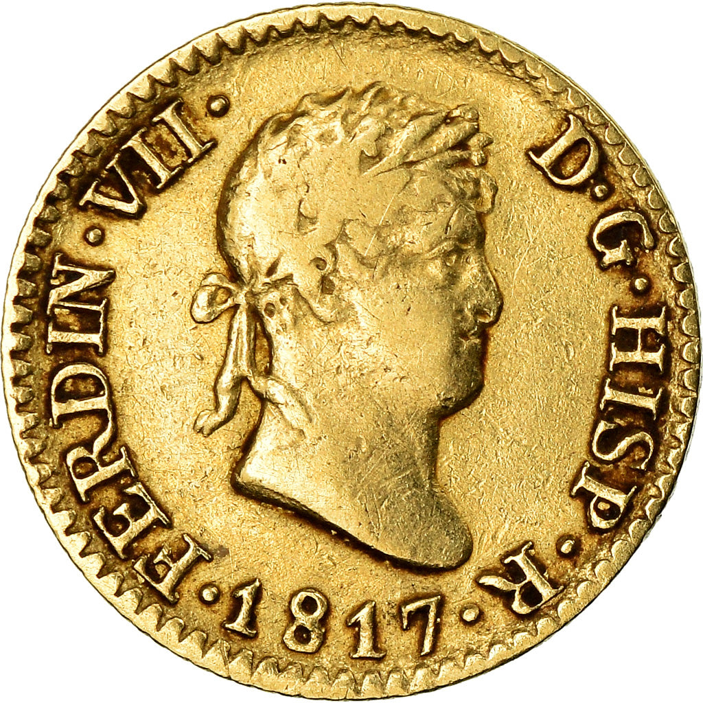 Moneda, España, Ferdinand VII, 1/2 Escudo, 1817, Madrid, BC+, Oro, KM:492