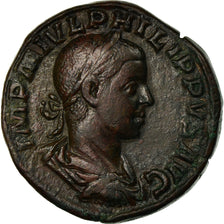 Coin, Philip II, Sestertius, 247, Rome, EF(40-45), Copper, RIC:268a