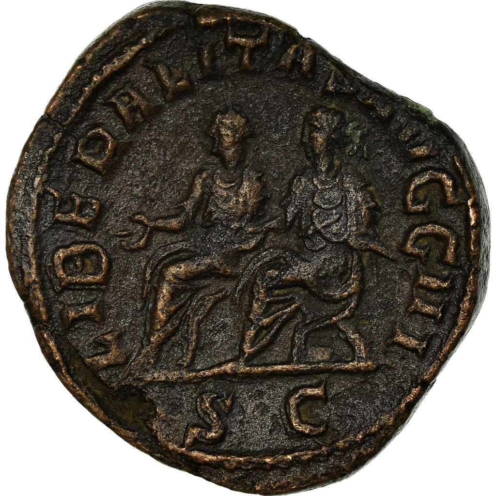 Coin, Philip II, Sestertius, 247, Rome, EF(40-45), Copper, RIC:267