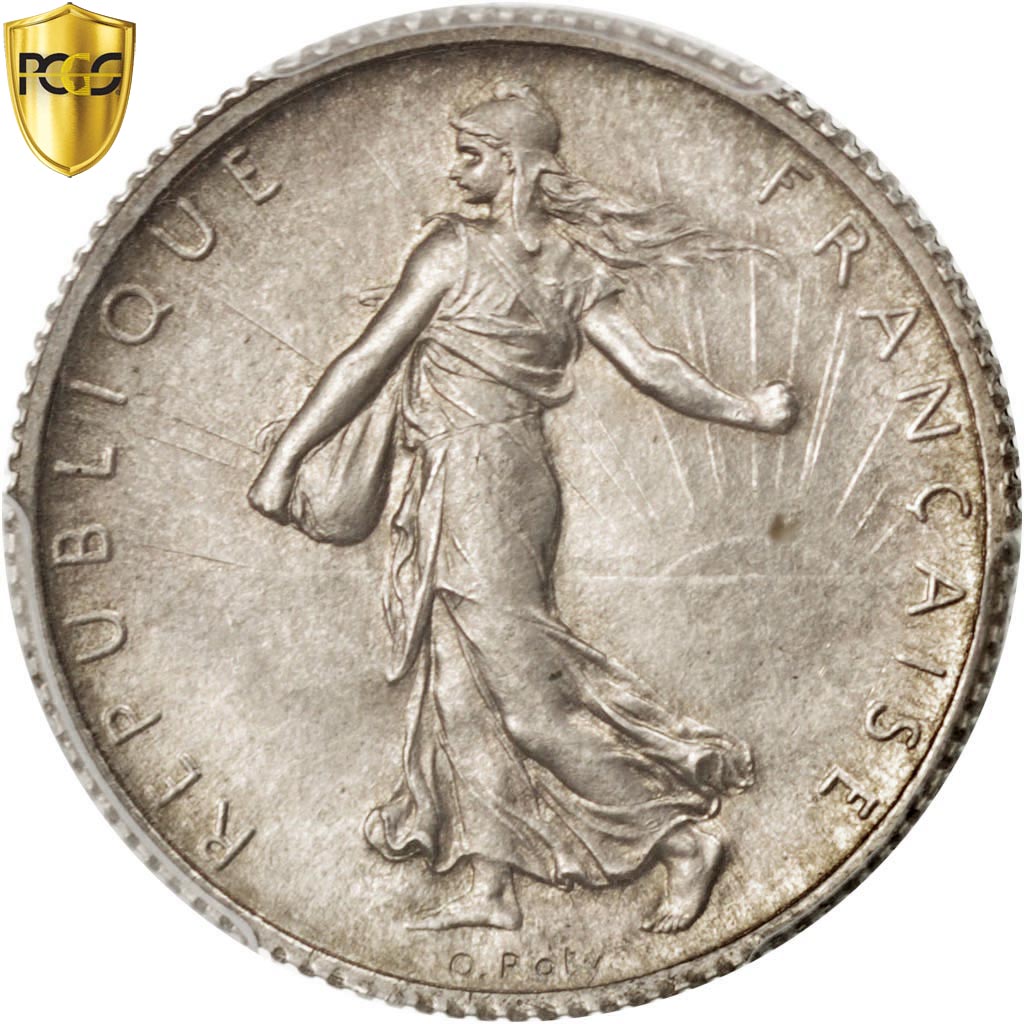 FRANCE, Semeuse, Franc, 1900, Paris, KM #844.1, graded, PCGS, MS(64), Silver,...