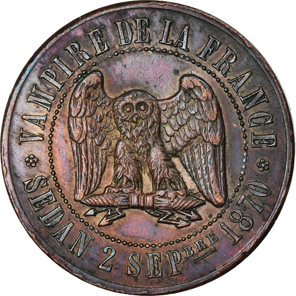 Moneta, Francia, 10 Centimes, 1871, Paris, Satirique, BB+, Stagno