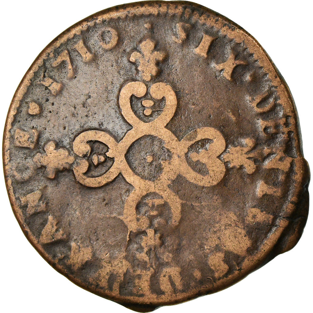 Monnaie, France, Louis XIV, Six deniers dits « dardenne », 6 Deniers, 1710