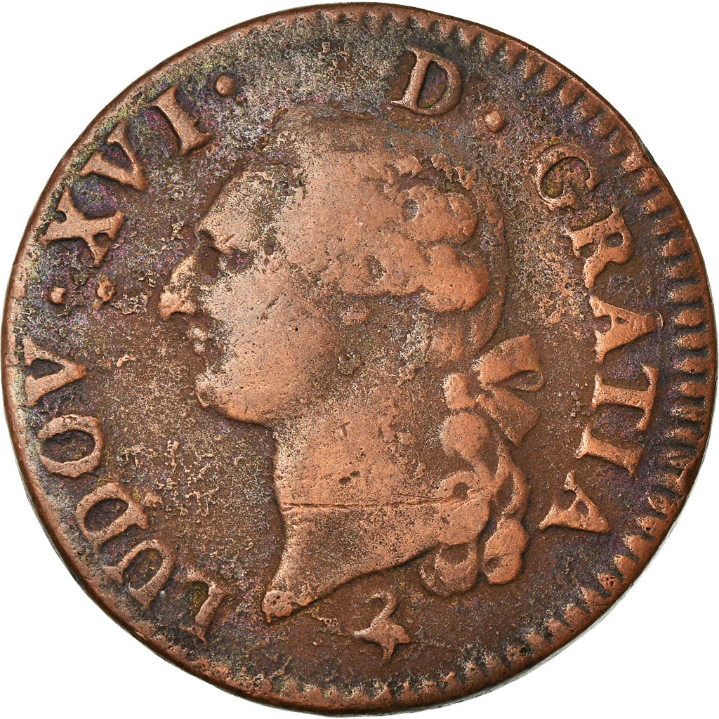 Münze, Frankreich, Louis XVI, Sol ou sou, Sol, 1791, Paris, SGE+, Kupfer