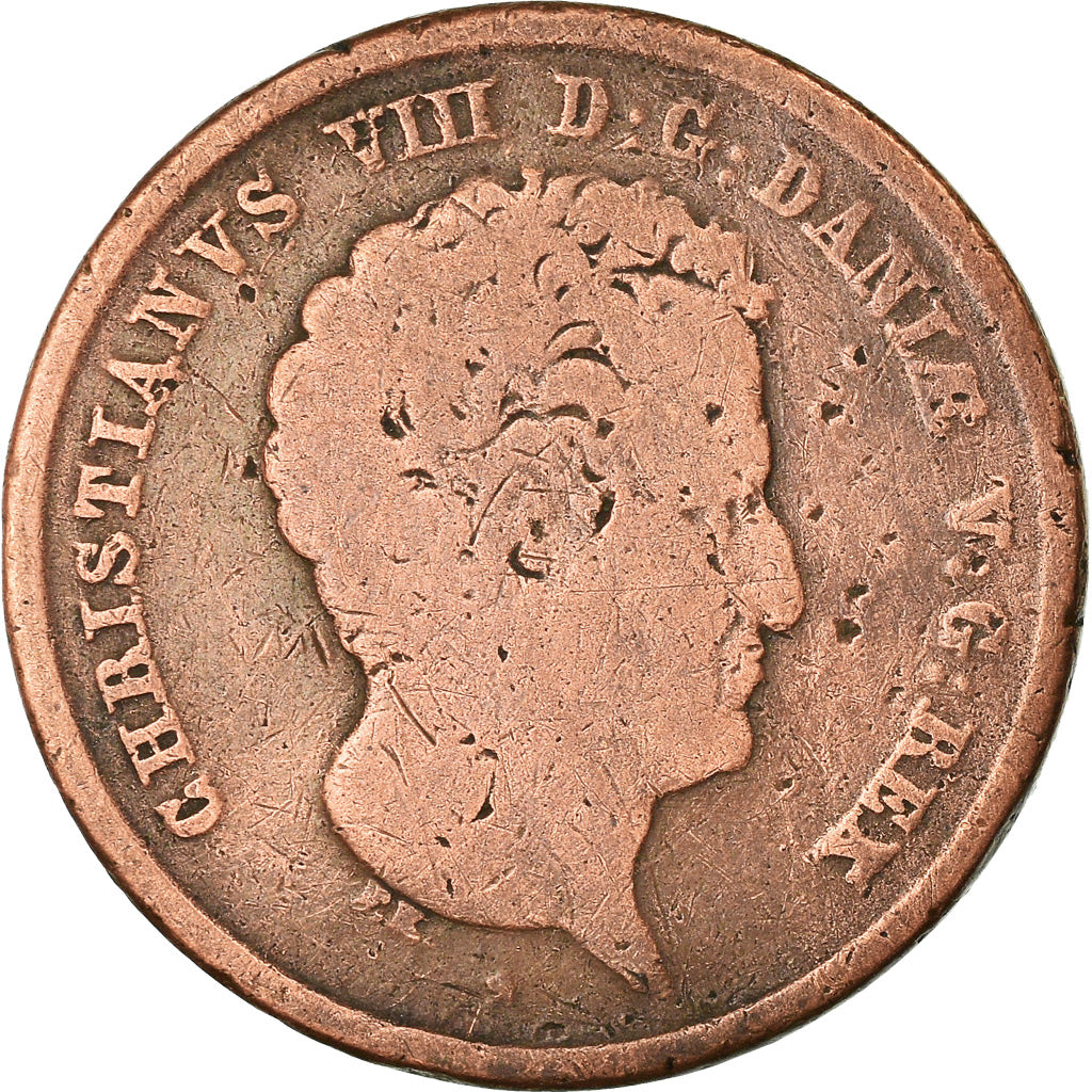 Münze, Dänemark, Christian VIII, Rigsbankskilling, 1842, Altona, S, Kupfer