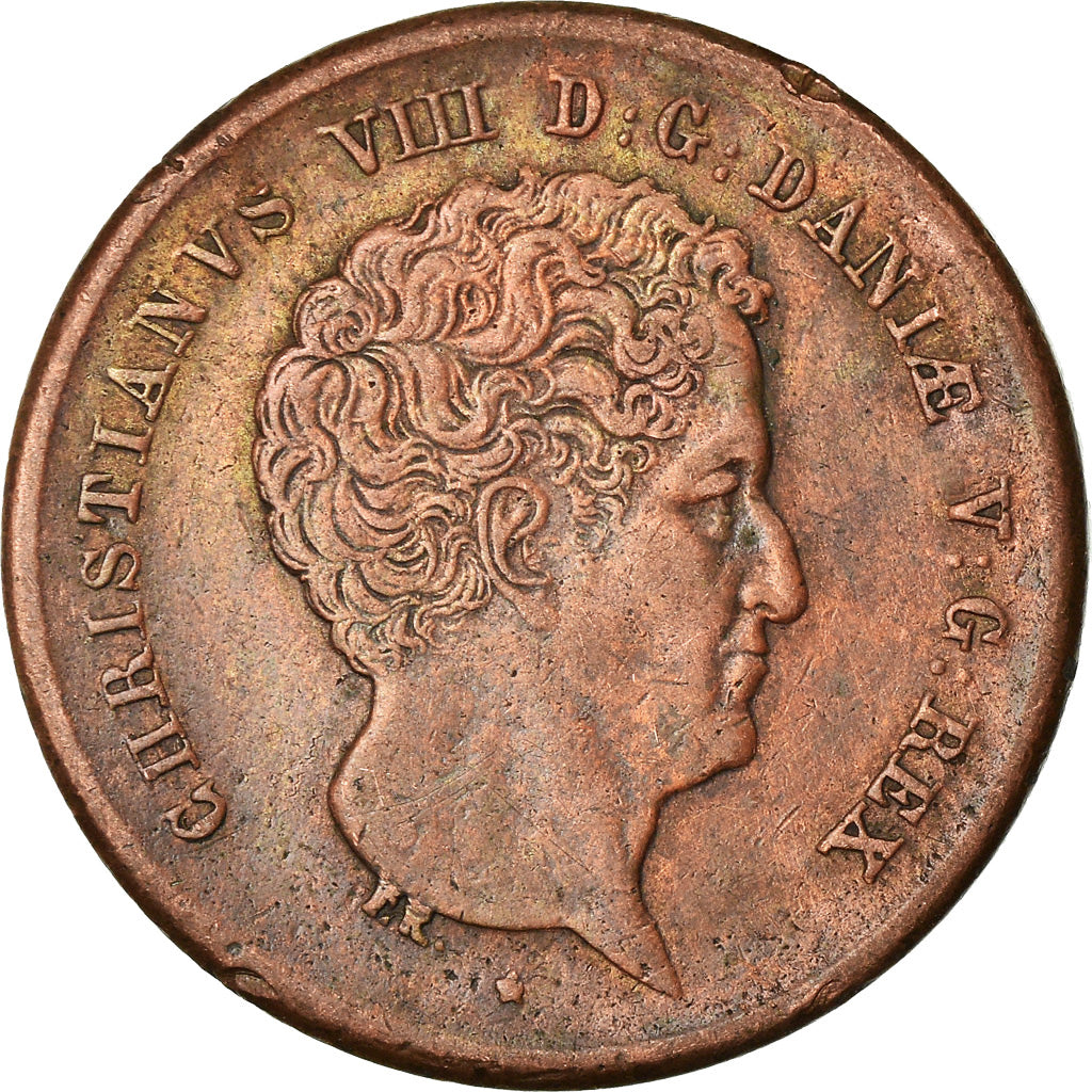 Coin, Denmark, Christian VIII, Rigsbankskilling, 1842, Altona, AU(55-58)