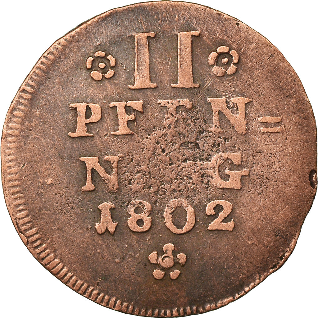 Coin, German States, LIPPE-DETMOLD, Friedrich Wilhelm Leopold, 2 Pfennig, 1802