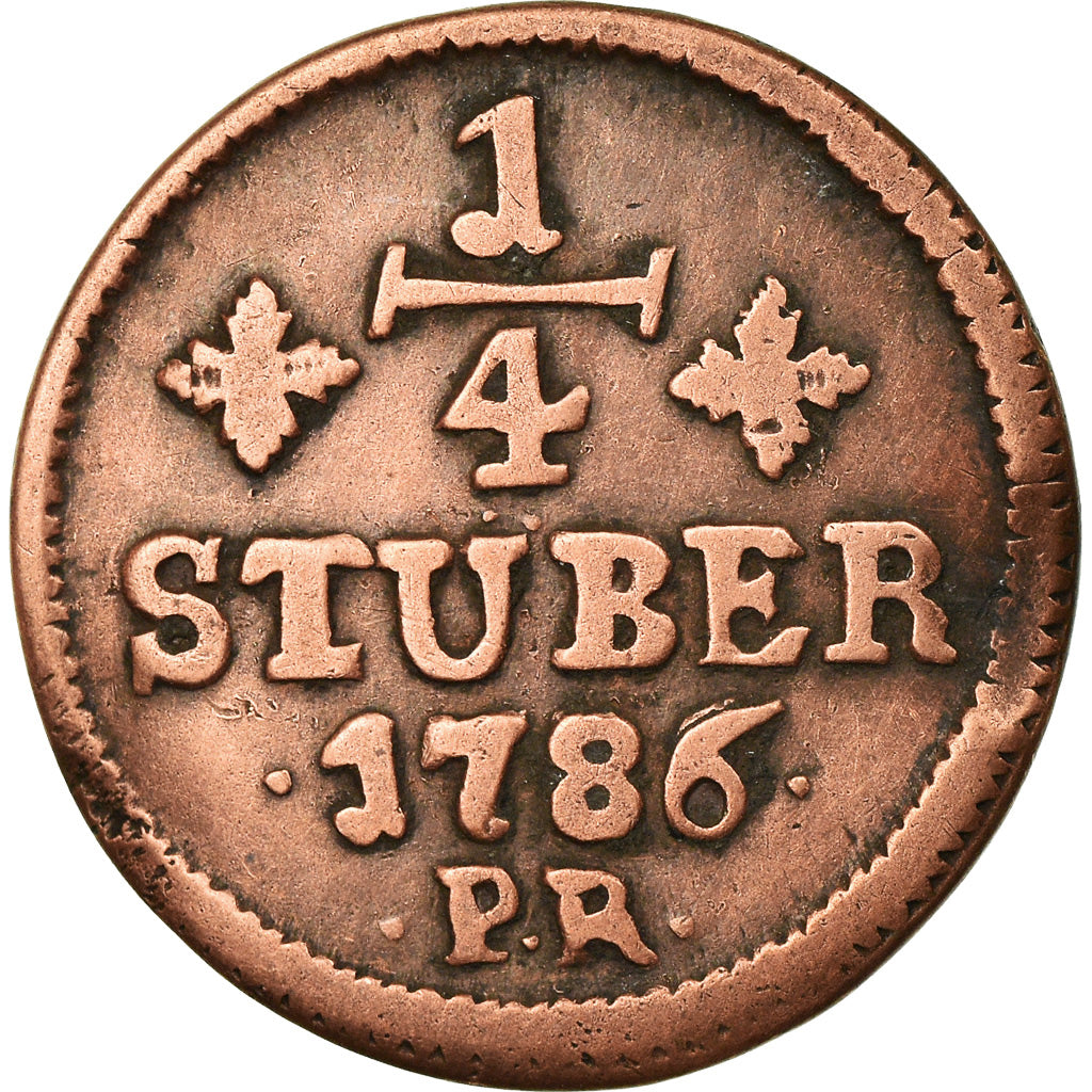 Moneda, Estados alemanes, JULICH-BERG, Karl Theodor, 1/4 Stüber, 1786, BC+