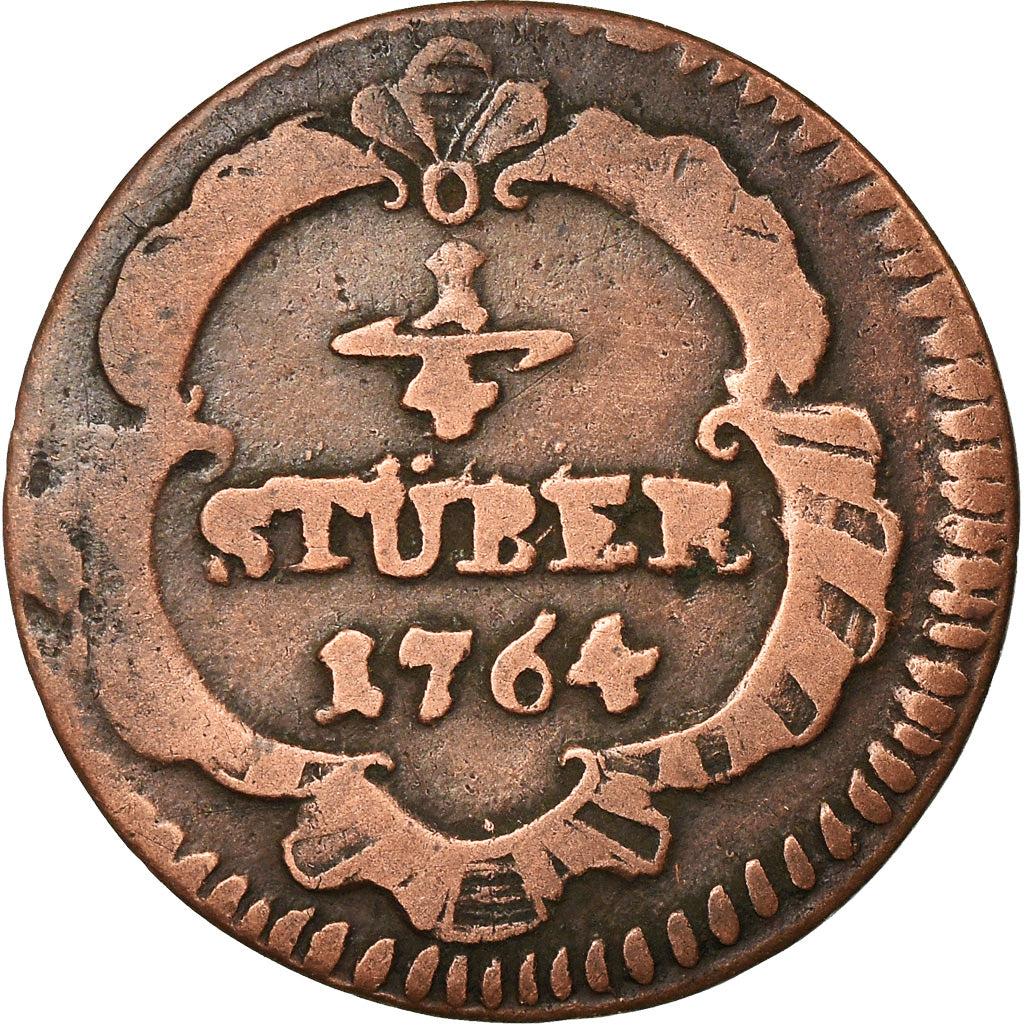 Coin, German States, COLOGNE, Maximilian Friedrich, 1/4 St, 1764, VF(20-25)