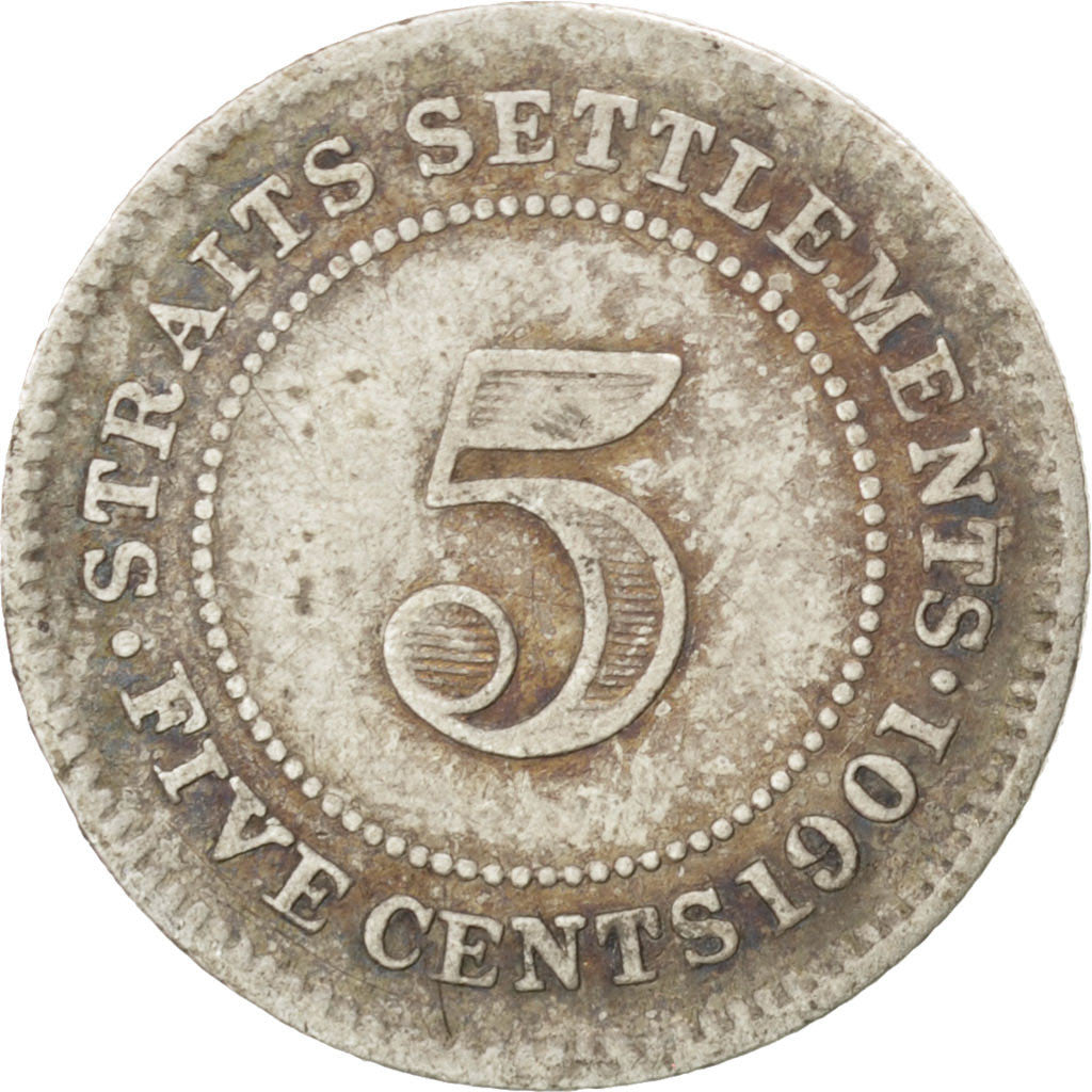 Coin, Straits Settlements, Victoria, 5 Cents, 1901, VF(20-25), Silver, KM:10
