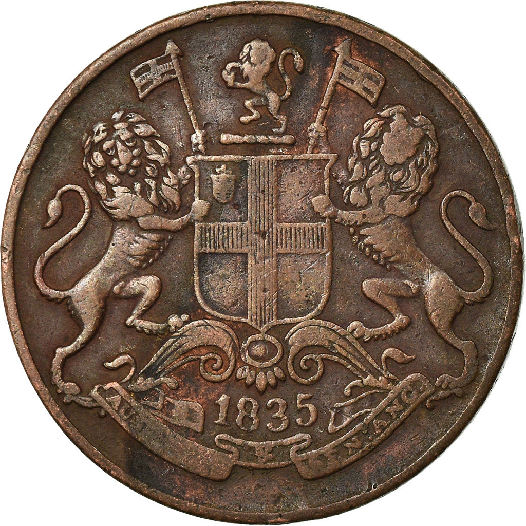 Coin, INDIA-BRITISH, 1/4 Anna, 1835, VF(30-35), Copper, KM:446.1