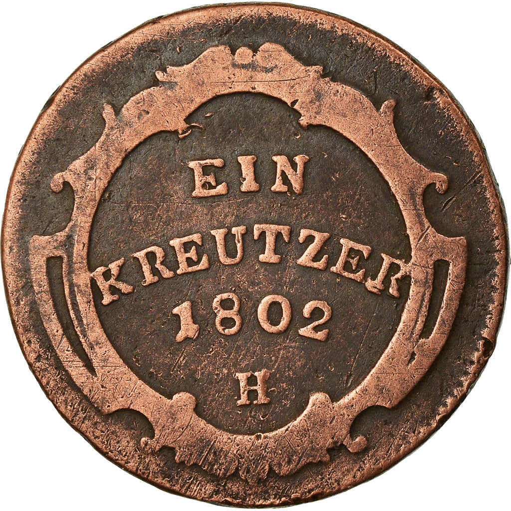 Moneta, Stati tedeschi, FURTHER AUSTRIA, Franz II, Kreutzer, 1802, G, MB, Rame