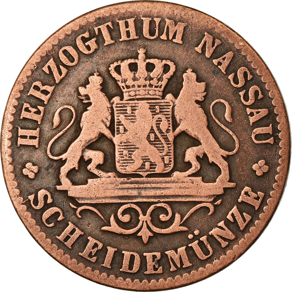 Coin, German States, NASSAU, Adolph, Kreuzer, 1862, Wiesbaden, EF(40-45)
