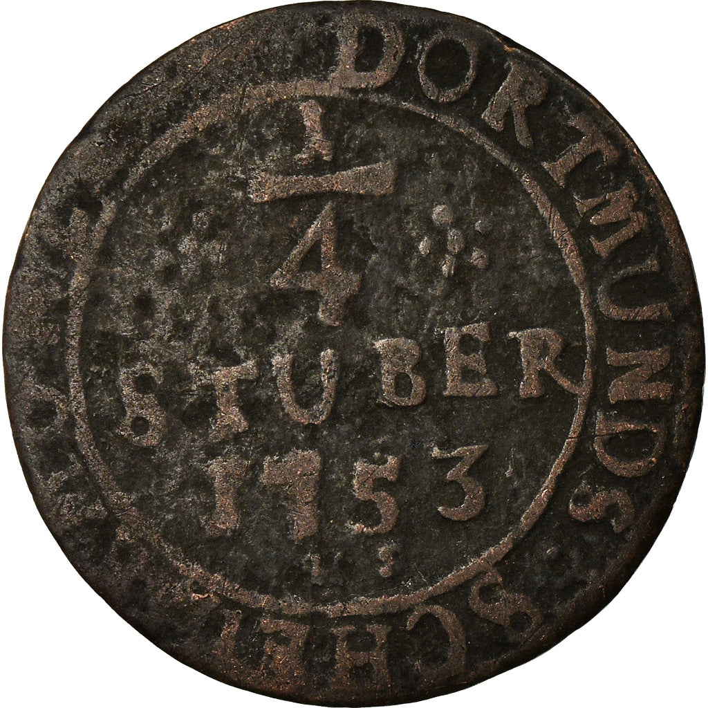 Coin, German States, DORTMUND, 1/4 Stüber, 1753, VF(20-25), Copper, KM:105