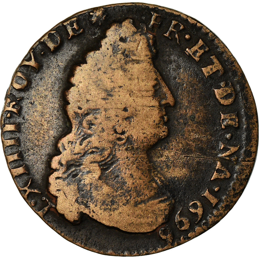 Münze, Frankreich, Louis XIV, Liard de France au buste âgé, troisième type