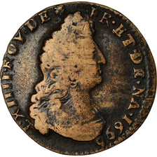 Münze, Frankreich, Louis XIV, Liard de France au buste âgé, troisième type