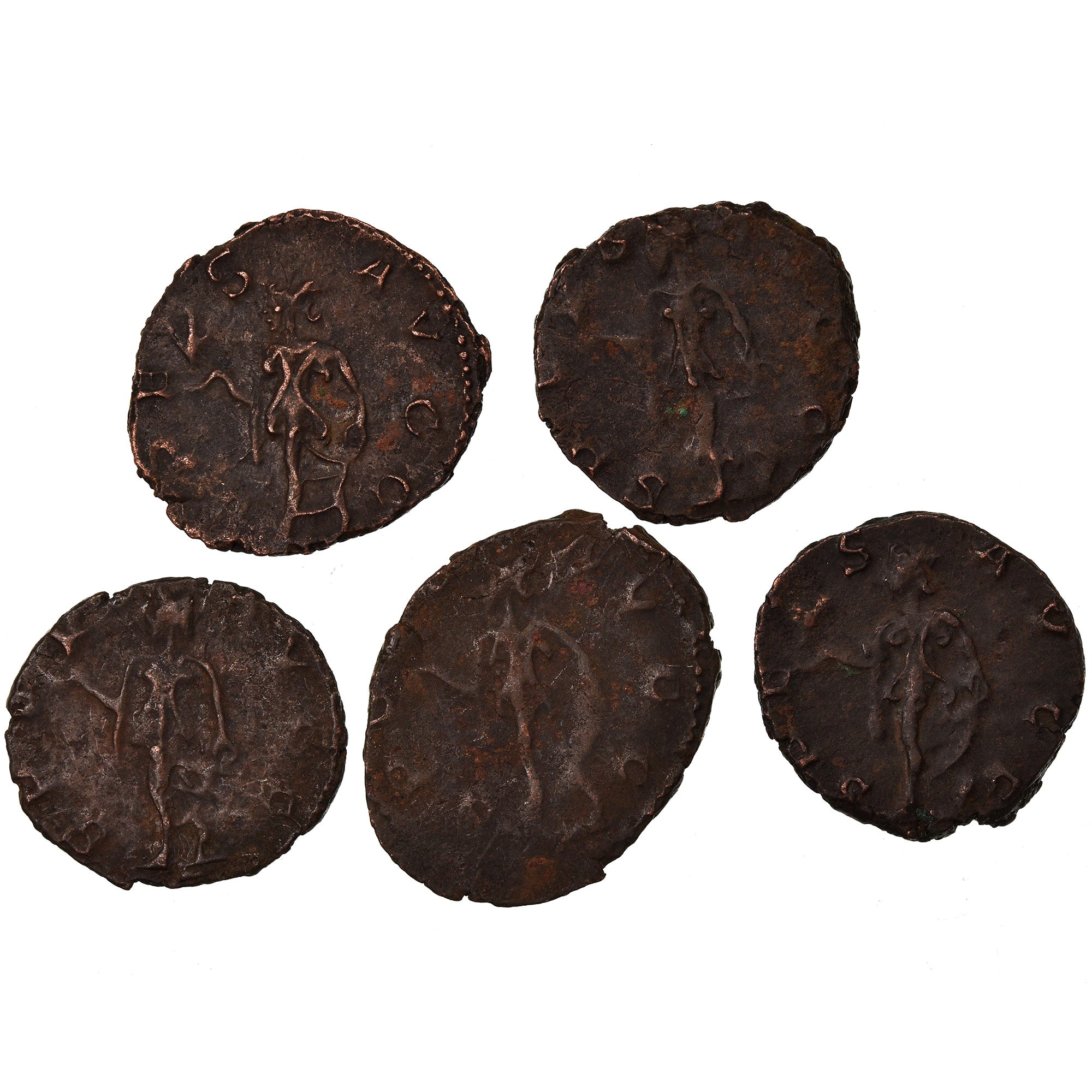Moneta, Tetricus II, Antoninianus, Trier or Cologne, Lot de 5, BB, Biglione