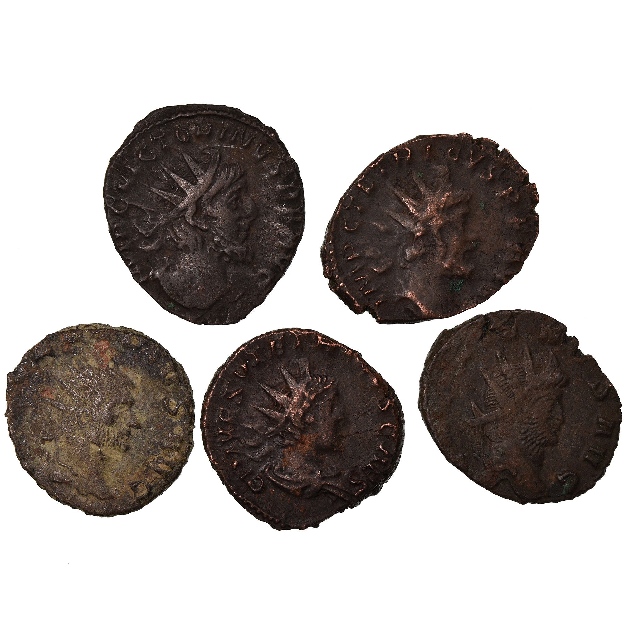 Monnaie, Gallic Empire Area, Antoninien, Lot de 5, TB+, Billon