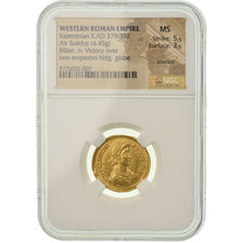 Coin, Valentinian II, Solidus, 375-392, Milan, Rare, graded, NGC, MS, MS(63)