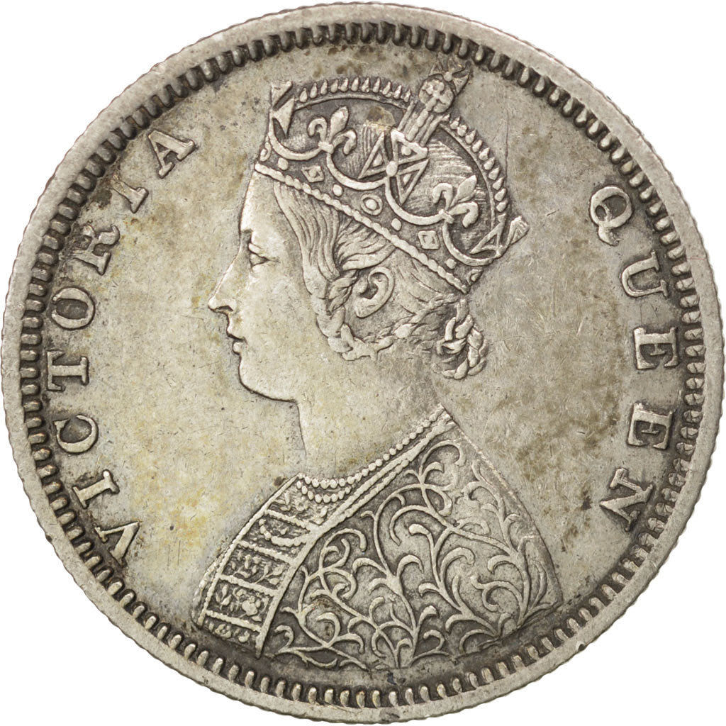 Moneda, INDIA BRITÁNICA, Victoria, 1/2 Rupee, 1874, MBC, Plata, KM:472