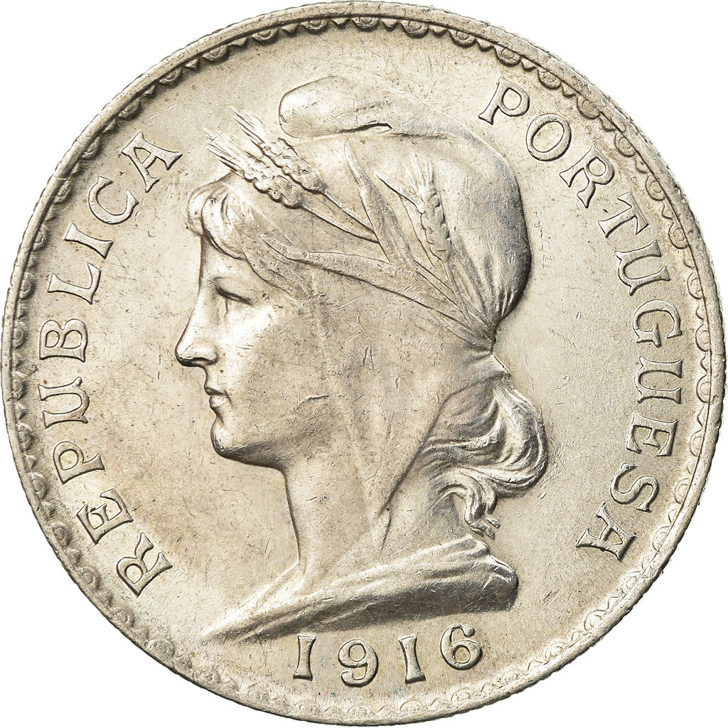 Coin, Portugal, Escudo, 1916, AU(55-58), Silver, KM:564