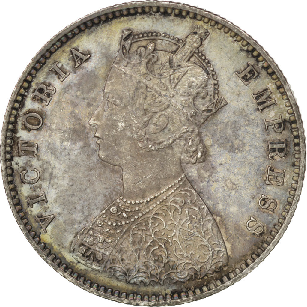 INDIA-BRITISH, 1/2 Rupee, 1889, KM #491, MS(60-62), Silver, 5.84
