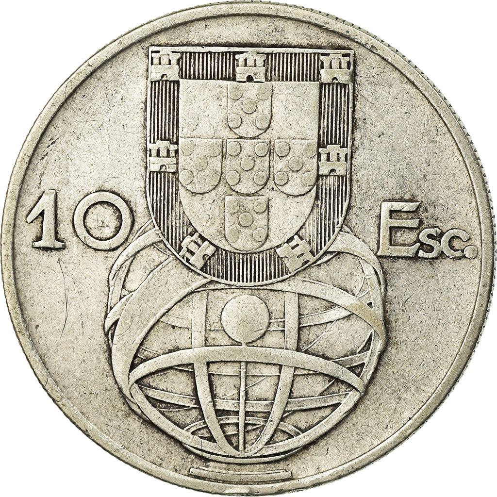 Coin, Portugal, 10 Escudos, 1954, VF(30-35), Silver, KM:586