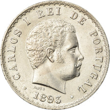 Moneta, Portugal, Carlos I, 500 Reis, 1893, AU(50-53), Srebro, KM:535