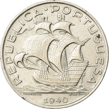 Coin, Portugal, 10 Escudos, 1940, AU(55-58), Silver, KM:582