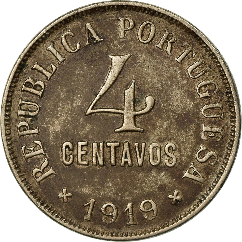 Coin, Portugal, 4 Centavos, 1919, EF(40-45), Copper-nickel, KM:566
