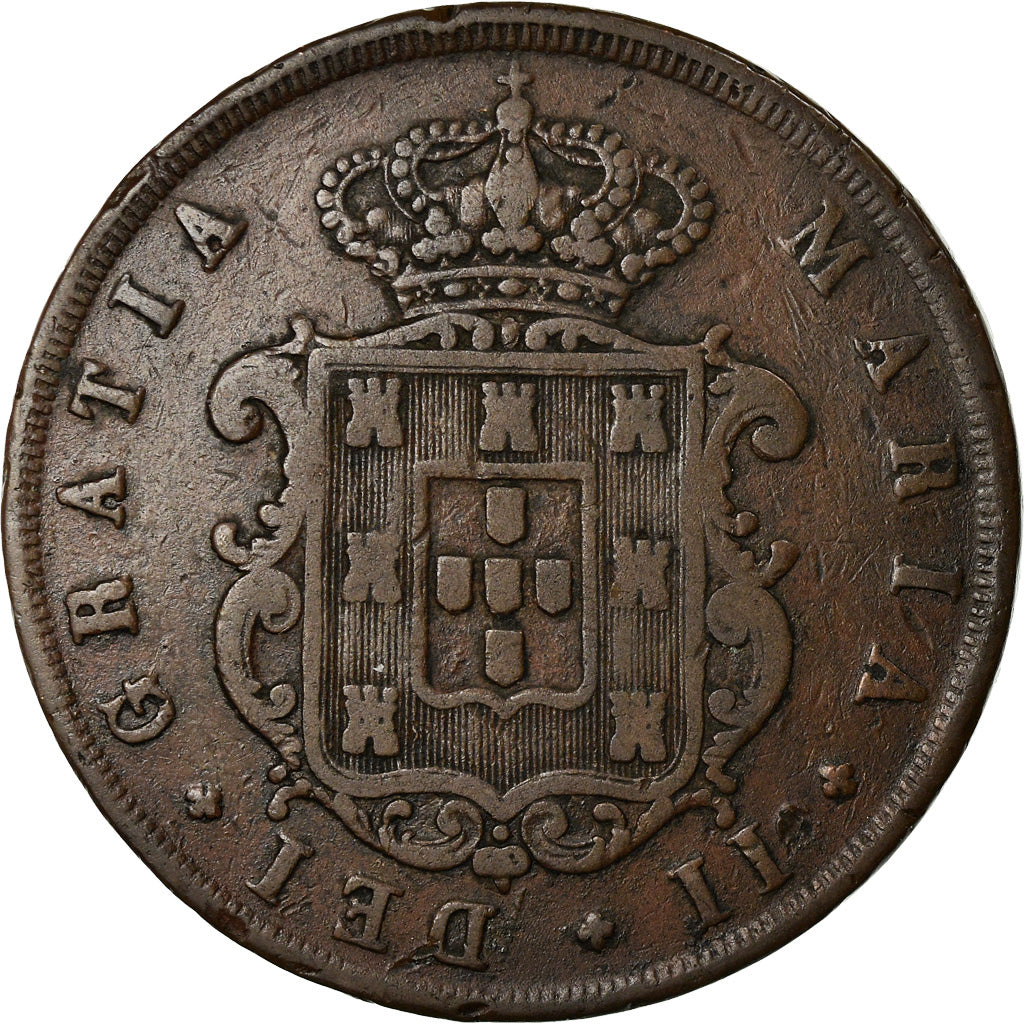 Moneda, Portugal, Maria II, 20 Reis, 1848, BC+, Cobre, KM:482