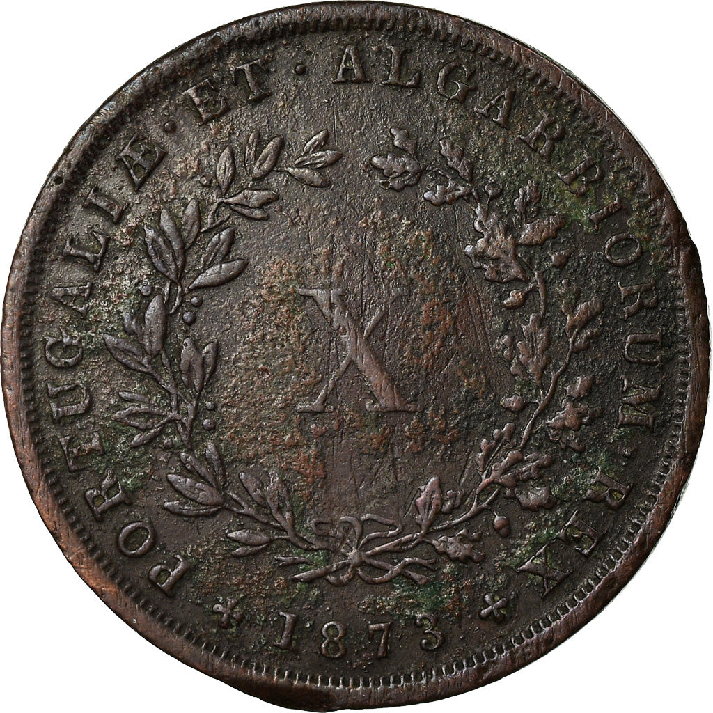 Coin, Portugal, Luiz I, 10 Reis, 1873, VF(20-25), Copper, KM:514