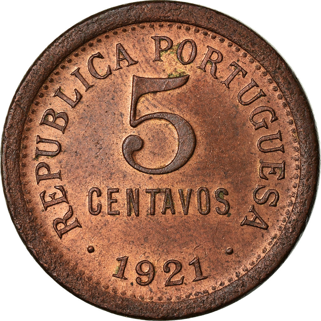 Coin, Portugal, 5 Centavos, 1921, MS(60-62), Bronze, KM:569