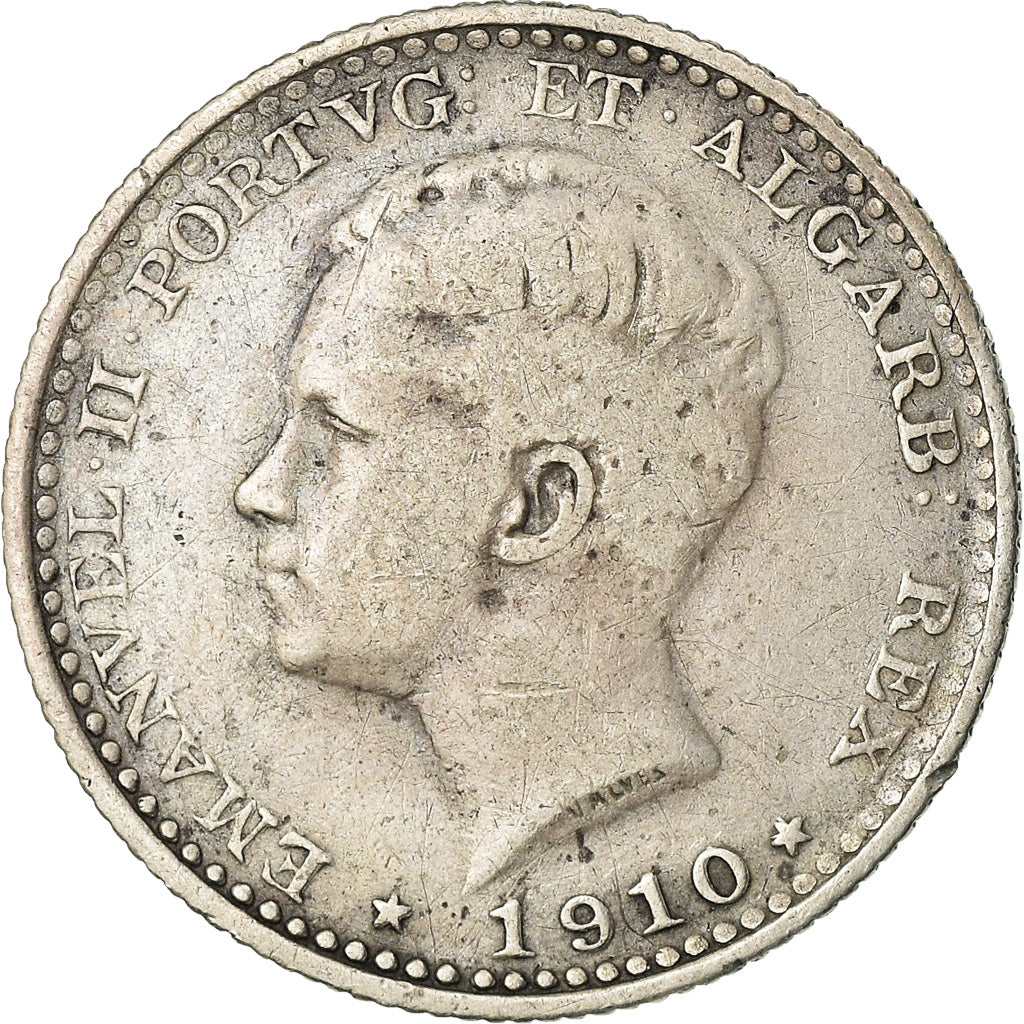Moneda, Portugal, Manuel II, 100 Reis, 1910, MBC, Plata, KM:548