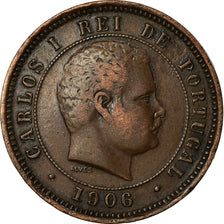 Moneda, Portugal, Carlos I, 5 Reis, 1906, MBC, Bronce, KM:530