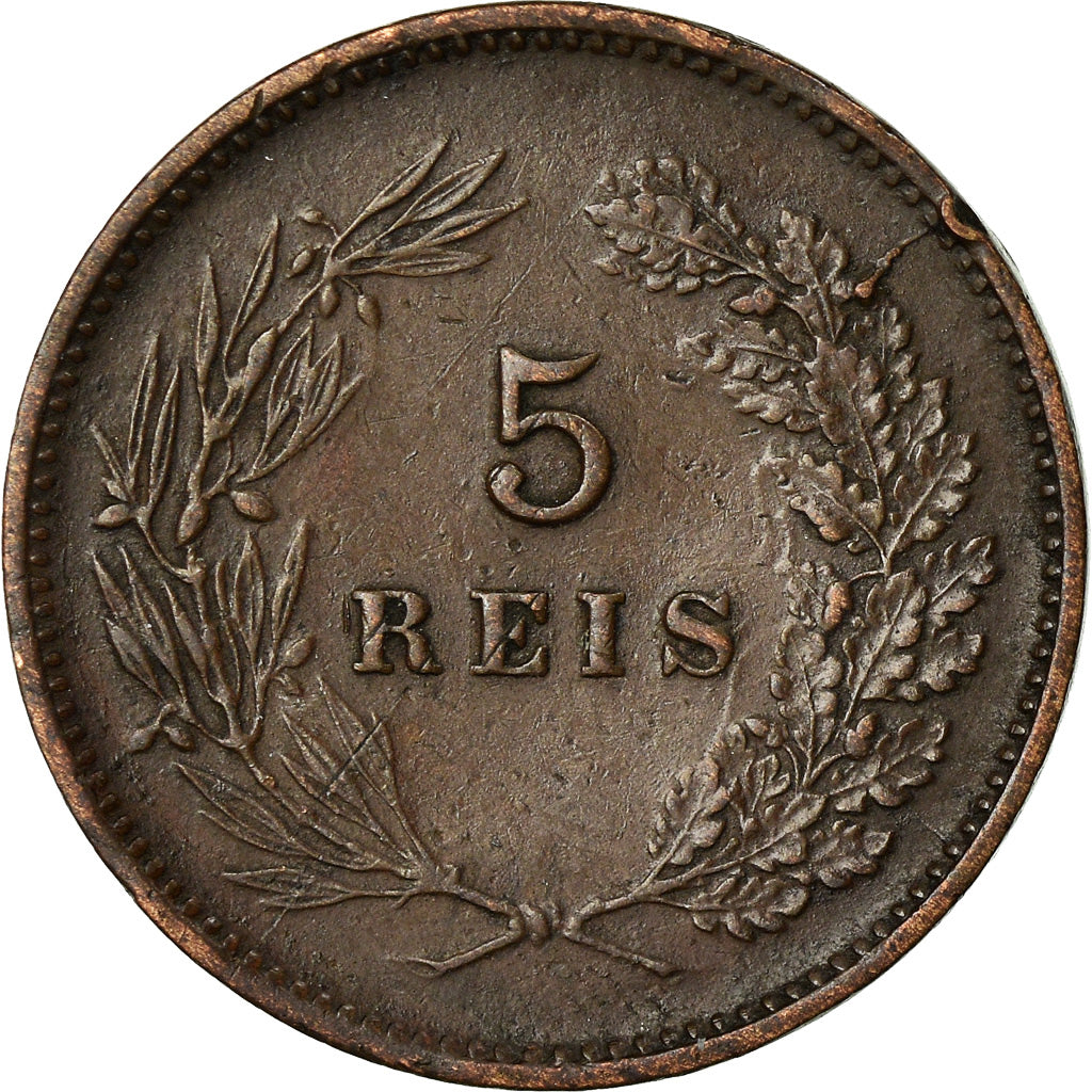 Moneda, Portugal, Carlos I, 5 Reis, 1906, MBC, Bronce, KM:530
