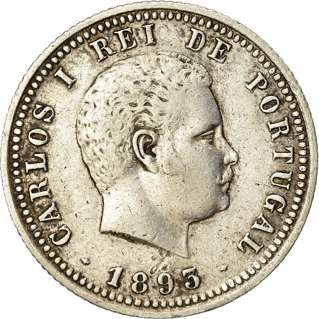 Coin, Portugal, Carlos I, 100 Reis, 1893, EF(40-45), Silver, KM:531